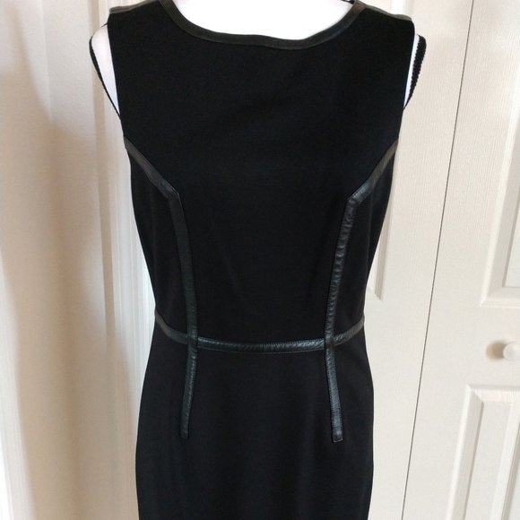 Trina Turk Black w/Leather Trim Sheath Dress 8 - Picture 3 of 12